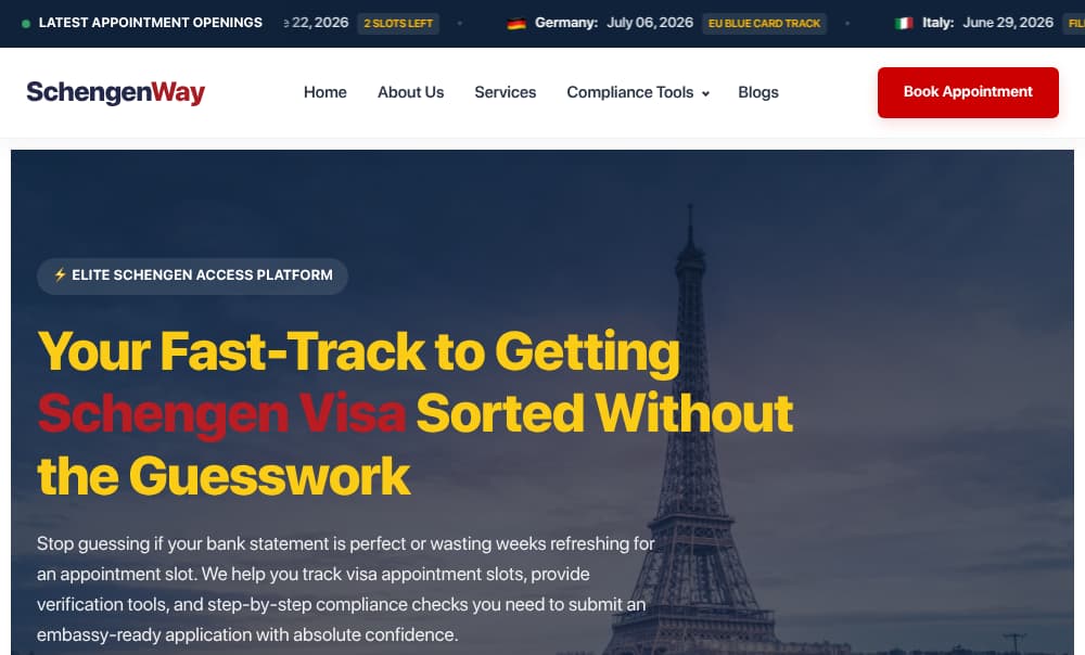 SchengenWay – Travel Website Designed to Generate Visa Leads & Reduce Application Errors